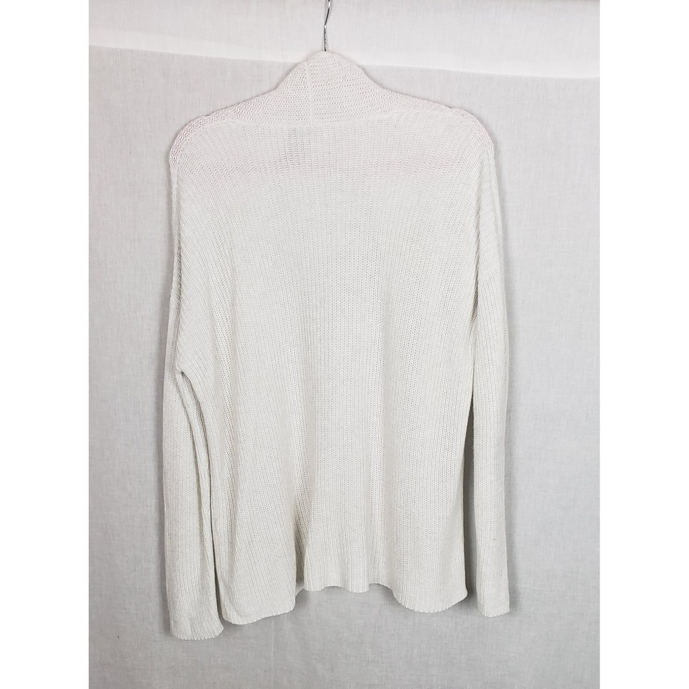Eileen Fisher White Organic Cotton Tencel Ribbed Open Front Cardigan Sweater SP - Picture 2 of 7